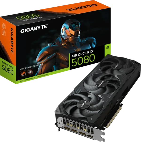 Gigabyte GeForce RTX 5080 WINDFORCE OC SFF 16G Graphics Card - GV-N5080WF3OC-16GD