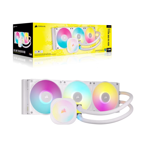 CORSAIR iCUE LINK TITAN 360 RX RGB AIO 7 CORSAIR iCUE LINK TITAN 360 RX RGB AIO Liquid CPU Cooler - White - CS-CW-9061021-WW