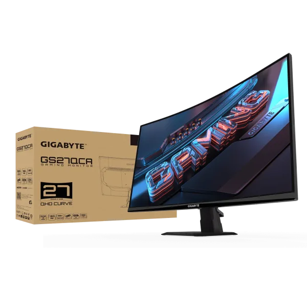 GIGABYTE G27QC A 27" 180Hz 1440P Curved Gaming Monitor, 2560 x 1440 VA 1500R Display, 1ms (MPRT) Response Time - GP-GS27QCA-AP