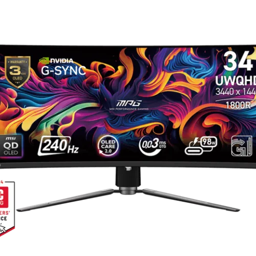 MSI MPG 341CQPX QD-OLED 34.18-Inch Ultrawide Curved QD-OLED Gaming Monitor 240Hz 0.03ms