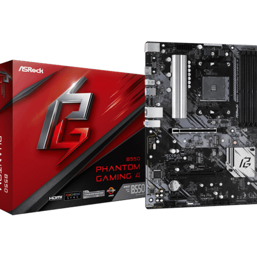 ASRock B550M Phantom Gaming 4 Micro ATX AMD B550 AM4 Socket DDR4 128GB PCIe 4.0 Motherboard - B550M PHANTOM GAMING 4