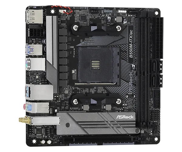 ASRock B550M-ITX/ac Mini ITX AMD B550 AM4 Socket DDR4 64GB PCIe 4.0 Wi-Fi Motherboard - B550M-ITX/AC