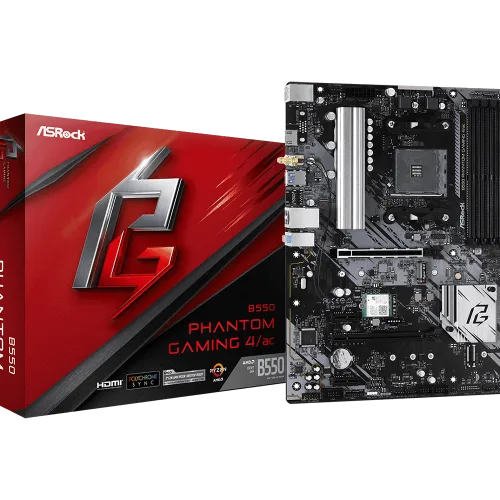 ASRock B550 Phantom Gaming 4 AC AM4 ATX Wifi Motherboard for AMD Ryzen