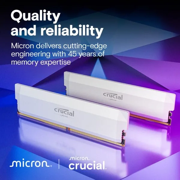 CP2K16G60C36U5W 6 Crucial Pro 32GB Kit (2x16GB) DDR5-6000 UDIMM Desktop Memory, CL36, 1.35V, AMD EXPO & Intel XMP - CP2K16G60C36U5W