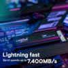 Crucial T500 4TB Gen4 NVMe SSD with Heatsink, Up to 7000MB/s Read - CT4000T500SSD5