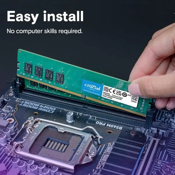 Crucial 16GB DDR4-3200 UDIMM Desktop Memory, CL22, 1.2V, Intel XMP