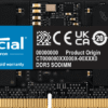 Crucial 16GB DDR5-5200 SODIMM Laptop Memory Crucial 16GB DDR5-5200 SODIMM Laptop Memory, CL42, 1.1V - CT16G52C42S5
