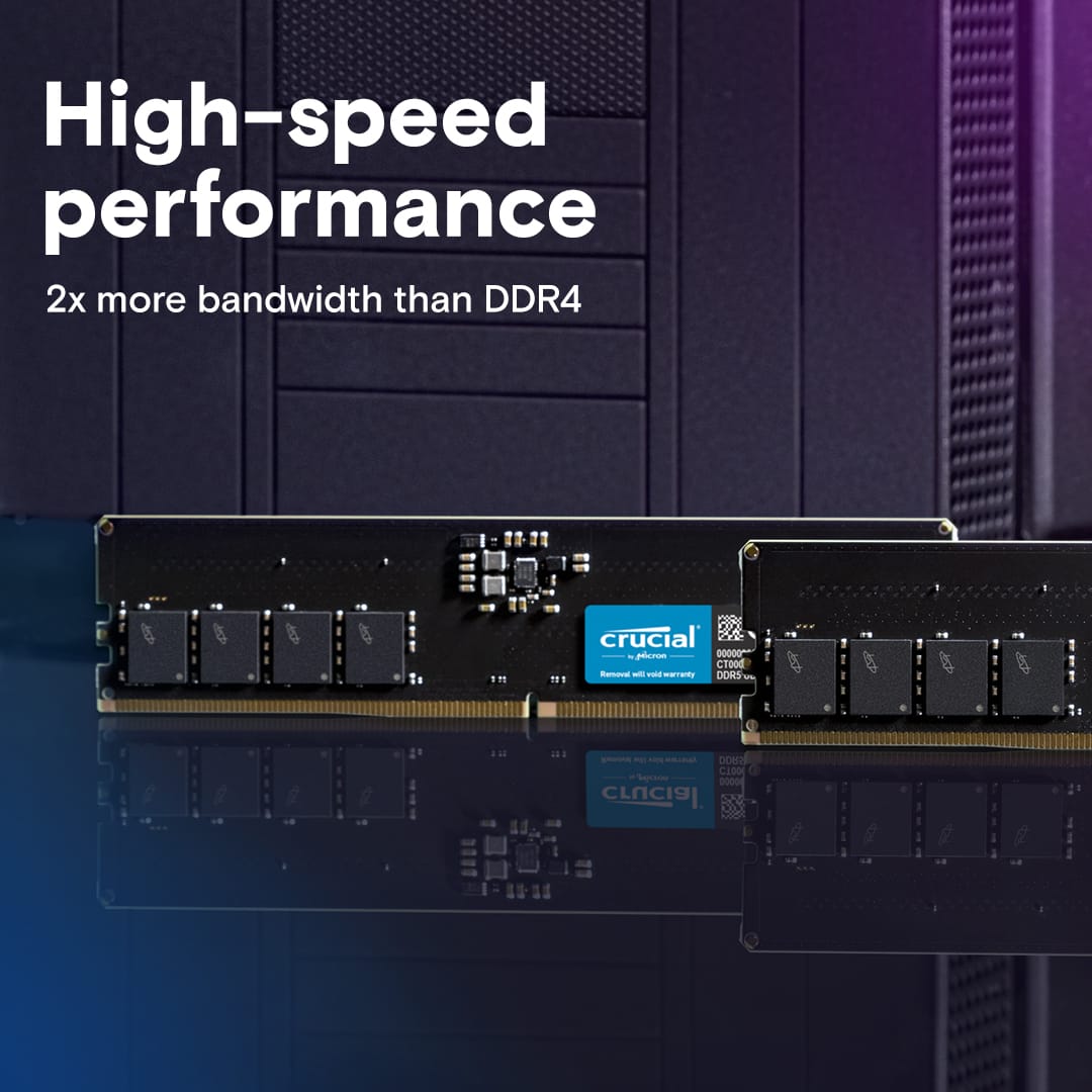 Crucial 32GB DDR5-4800 UDIMM Desktop Memory, CL40