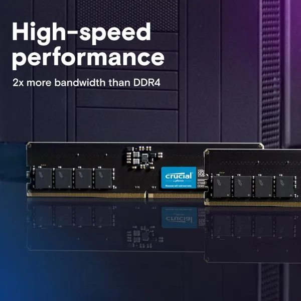 Crucial 32GB DDR5-5600 UDIMM Desktop Memory, CL46, 1.1V, AMD EXPO & Intel XMP - CT32G56C46U5