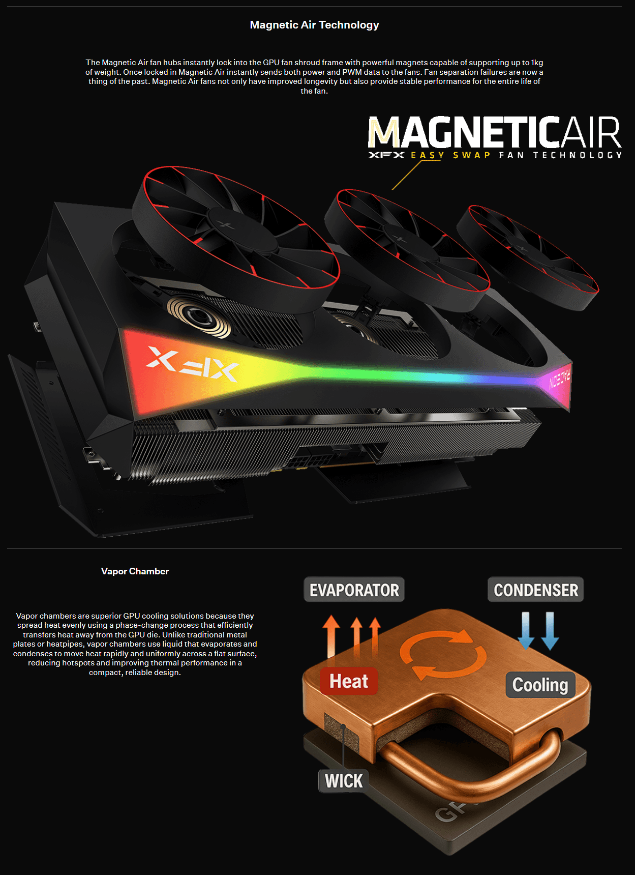 XFX Mercury AMD Radeon RX 9070XT OC Magnetic Air Edition with RGB 16GB GDDR6 - RX-97TMARGB9