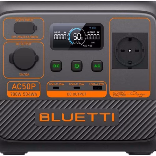 BLUETTI AC50P Portable Power Station 700W 504Wh LiFePO4 Battery 10 Outlets Compact Design - P-AC50P-PH-GY-BL-010 [Authorized Dealer]
