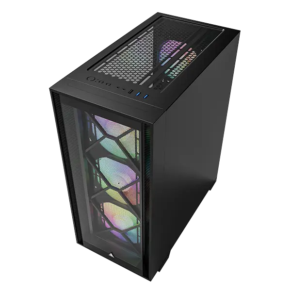 Montech Air 1000 Lite Black ATX Mid Tower Case 3x120mm ARGB Fans Mesh Front Tempered Glass Side - Air 1000 Premium