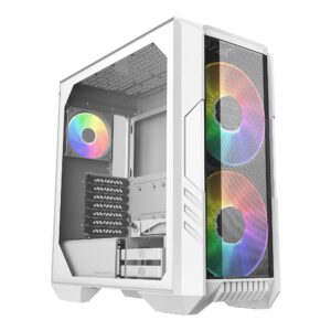 Cooler Master HAF 500 White ATX Mid Tower Case 2x200mm 2x120mm ARGB Fans Mesh Front Tempered Glass - CM-H500 WHITE (H500-WGNN-S00)