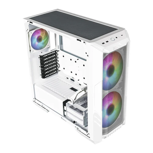 Cooler Master HAF 500 White ATX Mid Tower Case 2x200mm 2x120mm ARGB Fans Mesh Front Tempered Glass - CM-H500 WHITE (H500-WGNN-S00)