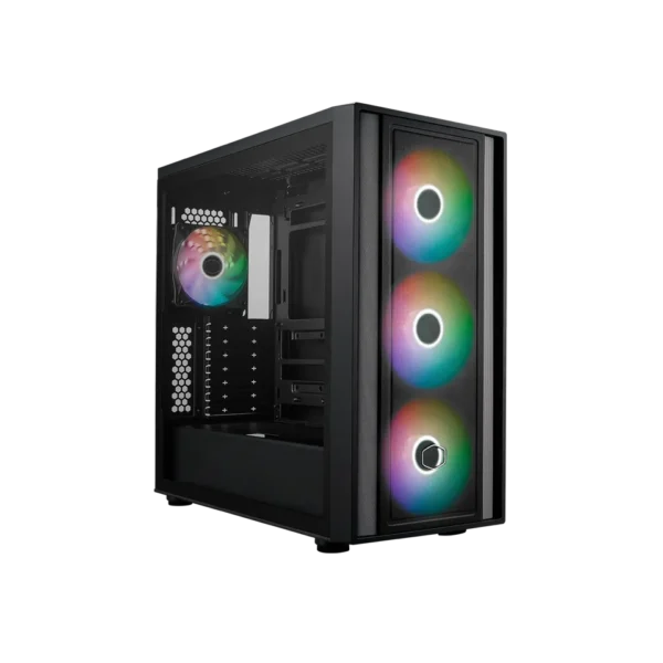 Cooler Master MasterBox 600 Black ATX Mid Tower Case 3x120mm ARGB Fans Mesh Front Tempered Glass - CM-MASTERBOX 600 (MB600-KGNN-S00)