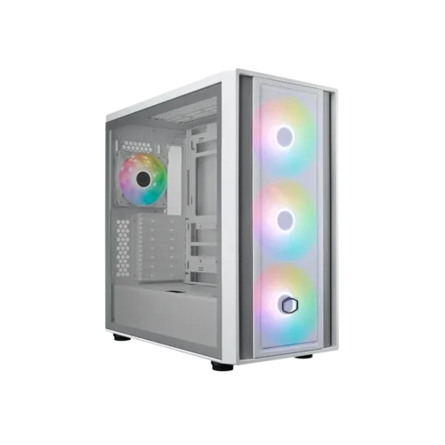 Cooler Master MasterBox 600 White ATX Mid Tower Case 3x120mm ARGB Fans Mesh Front Tempered Glass - CM-MASTERBOX 600 WHITE (MB600-WGNN-S00)