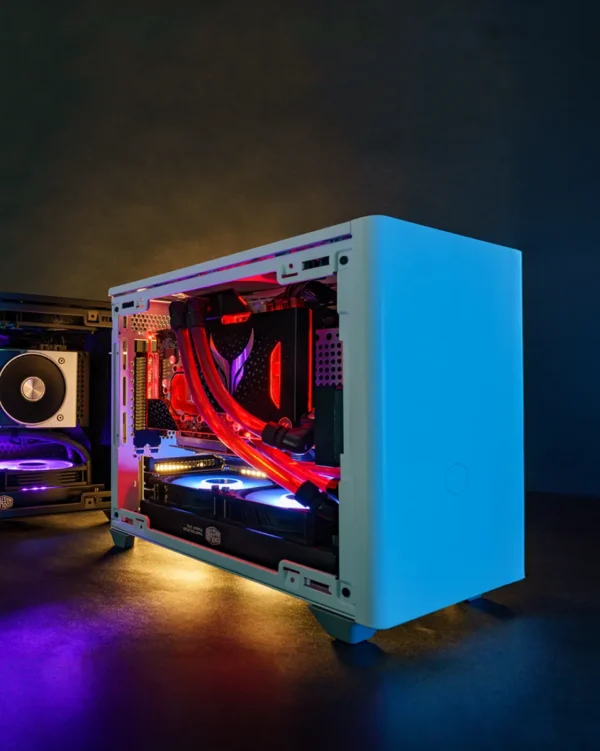 Cooler Master MasterBox NR200P V2 White Mini-ITX Case Tempered Glass 2x120mm SickleFlow Fans PCIe 4.0 Riser - CM-MB NR200P WHT (MCB-NR200P-WCNN-S00)