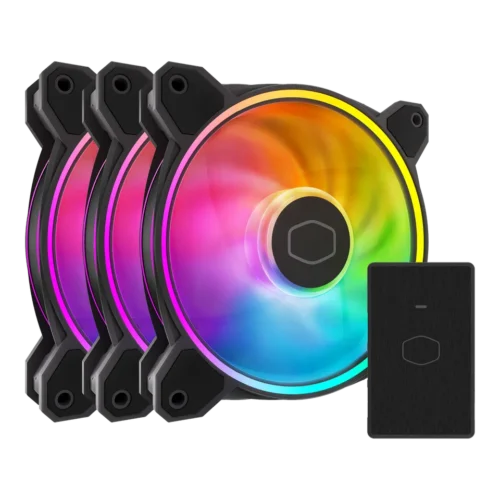Cooler Master MasterFan MF120 Halo2 3-in-1 Black 120mm Cooling Fans 2050RPM 51.8CFM Dual Loop ARGB Lighting - CM-MF120 HALO 2 3IN1/BLK (MFL-B2DN-213P2-R2)