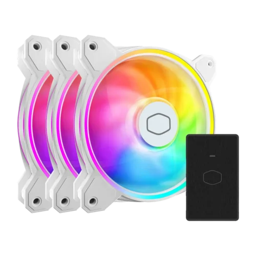 Cooler Master MasterFan MF120 Halo2 White 120mm Cooling Fan 2050RPM 51.8CFM Dual Loop ARGB Lighting - CM-MF120 HALO 2 WHITE (MFL-B2DW-21NP2-R2)