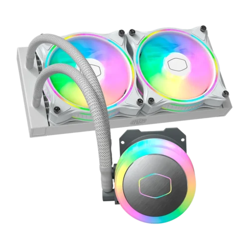 Cooler Master MasterLiquid 240 Illusion White AIO Liquid Cooler 240mm Radiator 2x120mm Halo ARGB Fans - CM-ML240 ILLUSION/WHT (MLX-D24M-A18PW-R1)
