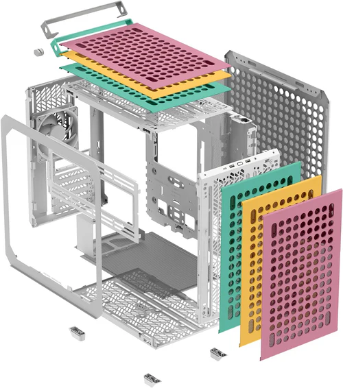 Cooler Master Qube 500 Flatpack Macaron Edition ATX Mid Tower Case 1x120mm Fan Dual Tempered Glass Modular Design - CM-Q500 FLATPACK MACARON (Q500-DGNN-S00)