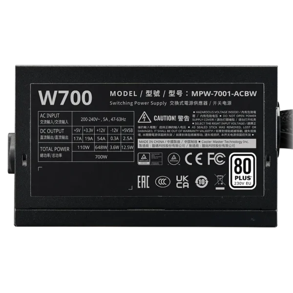 Cooler Master Elite NEX White W700 700W 230V 80 PLUS White ATX Power Supply 120mm Fan Non-Modular - CM-ELITE NEX W700 (MPW-7001-ACBW-BPH)