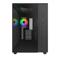 Montech King 65 Pro Black ATX Mid Tower Case 2x140mm ARGB Fans Dual Tempered Glass Curved Front Mesh Side - King 65 Pro Black