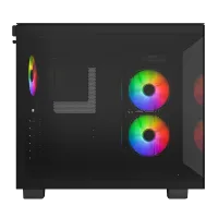 Montech King 65 Pro Black ATX Mid Tower Case 2x140mm ARGB Fans Dual Tempered Glass Curved Front Mesh Side - King 65 Pro Black