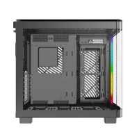 Montech King 95 Black ATX Mid Tower Case 2x140mm ARGB Fans Dual Tempered Glass Curved Front Mesh Side - King 95 Black