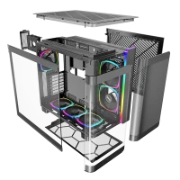 Montech King 95 Black ATX Mid Tower Case 2x140mm ARGB Fans Dual Tempered Glass Curved Front Mesh Side - King 95 Black