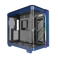 Montech King 95 Blue ATX Mid Tower Case 2x140mm ARGB Fans Dual Tempered Glass Curved Front Mesh Side - King 95 Blue