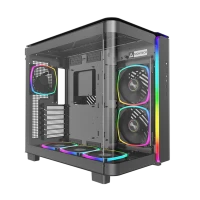 King 95 Pro Black 1 Montech King 95 Pro Black ATX Mid Tower Case 2x140mm ARGB Fans Dual Tempered Glass Curved Front Mesh Side - King 95 Pro Black
