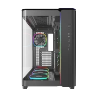 King 95 Pro Black 3 Montech King 95 Pro Black ATX Mid Tower Case 2x140mm ARGB Fans Dual Tempered Glass Curved Front Mesh Side - King 95 Pro Black