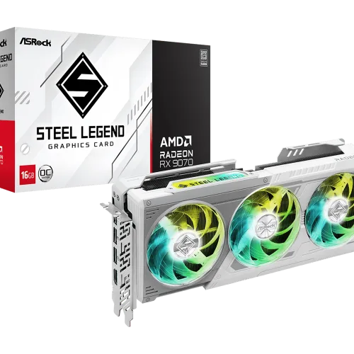 ASRock AMD Radeon RX 9070 Steel Legend 16GB OC Graphics Card - RX9070 SL 16GO