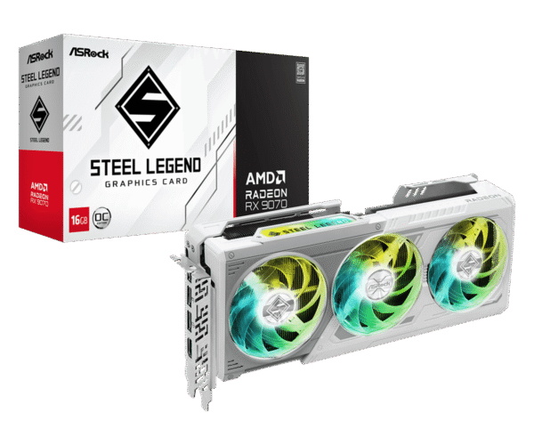 Radeon RX 9070 Steel Legend 16GB OC(L1) ASRock AMD Radeon RX 9070 Steel Legend 16GB OC Graphics Card - RX9070 SL 16GO