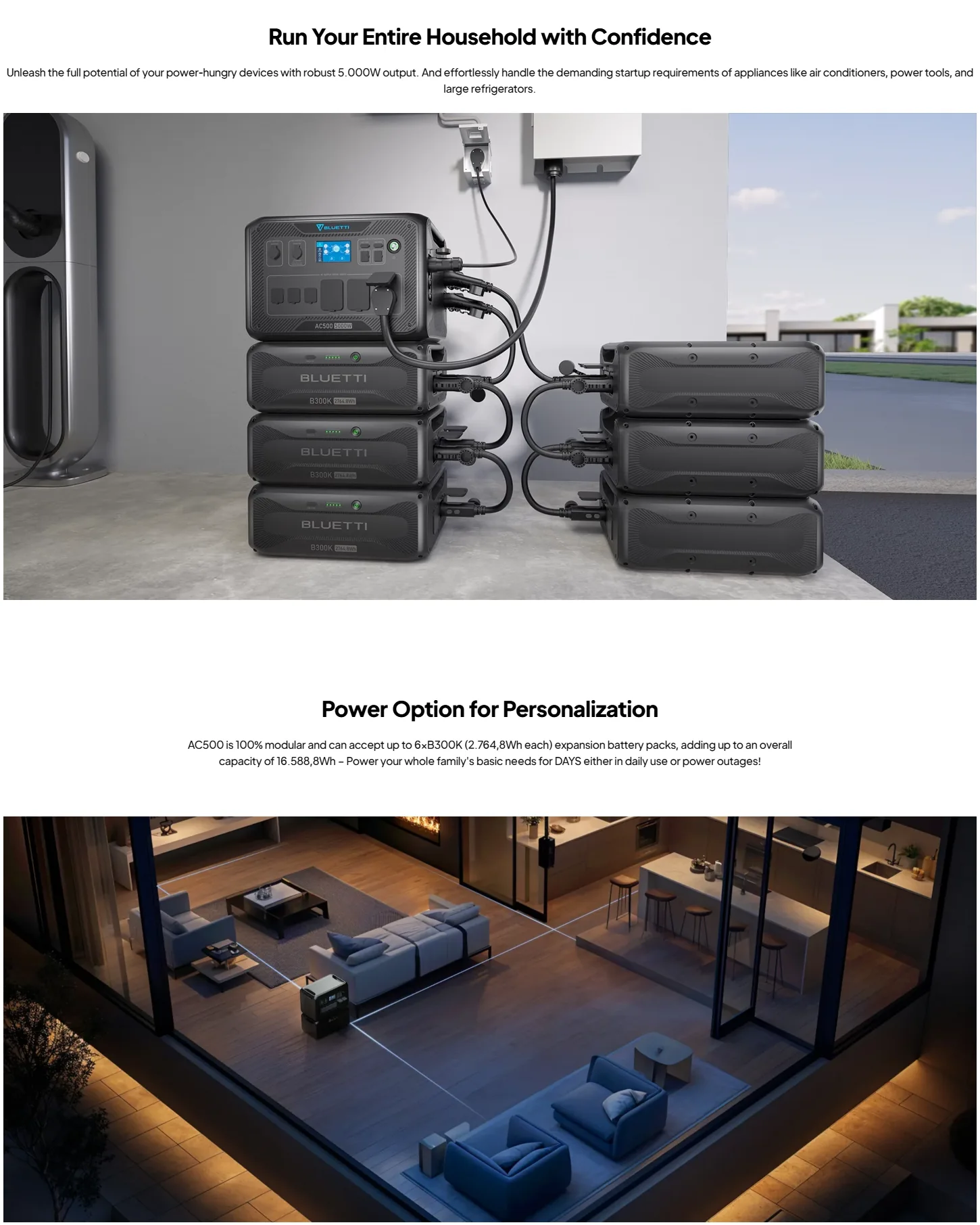 BLUETTI AC500 + B300K Power Station and Battery Package 5000W 2764.8Wh (Expandable to 16588.8Wh) [Authorized Dealer]