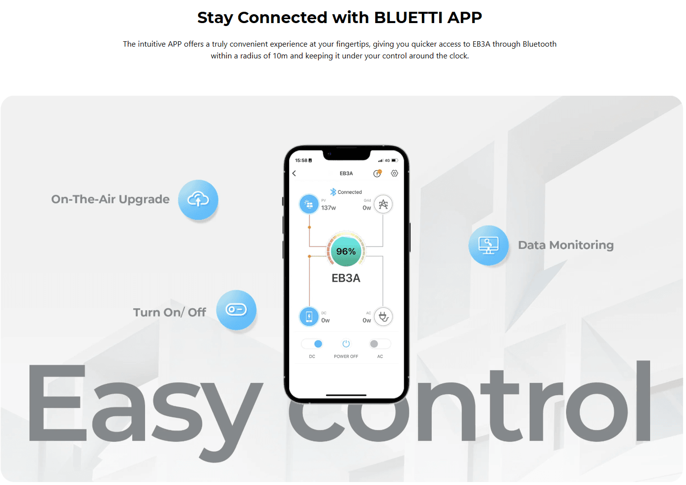 BLUETTI EB3A Portable Power Station 600W 268.8Wh LiFePO4 Battery 9 Outlets Solar Generator - P-EB3A-PH-GY-BL-010 [Authorized Dealer]