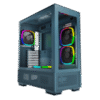 Montech Sky Two Morocco Blue ATX Mid Tower Case 3x140mm 1x120mm ARGB Fans Dual Tempered Glass Mesh Top - 4710562747652