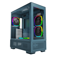 Montech Sky Two Morocco Blue ATX Mid Tower Case 3x140mm 1x120mm ARGB Fans Dual Tempered Glass Mesh Top - 4710562747652