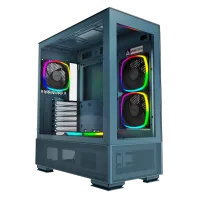 Montech Sky Two Morocco Blue ATX Mid Tower Case 3x140mm 1x120mm ARGB Fans Dual Tempered Glass Mesh Top - 4710562747652