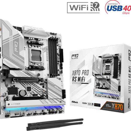 ASRock X870 Pro RS WiFi ATX AMD X870 AM5 DDR5 192GB PCIe 5.0 Wi-Fi 7 - X870 PRO RS WIFI