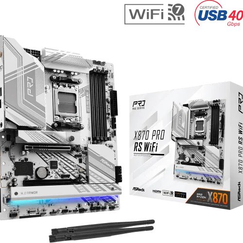 ASRock X870 Pro RS WiFi ATX AMD X870 AM5 DDR5 192GB PCIe 5.0 Wi-Fi 7 - X870 PRO RS WIFI