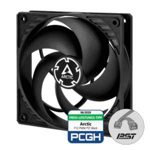 ARCTIC P12 PWM PST - Black/Black - (1pc) 120 mm Case Fan with PWM Sharing Technology (PST) Pressure-optimised Quiet Motor Computer Fan Speed: 200-1800 RPM (Copy)