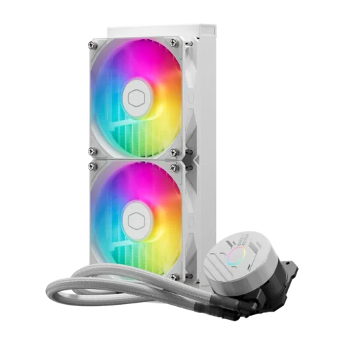 Cooler Master MasterLiquid 240L Core ARGB White AIO Liquid Cooler 240mm Radiator 2x120mm SickleFlow ARGB Fans - CM-ML240L CORE ARGB WHITE (MLW-D24M-A18PZ-RW)