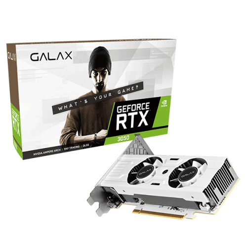 GALAX RTX 3050 Low Profile White 1-Click OC 6GB GDDR6 Ada Lovelace Graphics Card Dual Fan DLSS 3 - 35NRLDMH9ULP