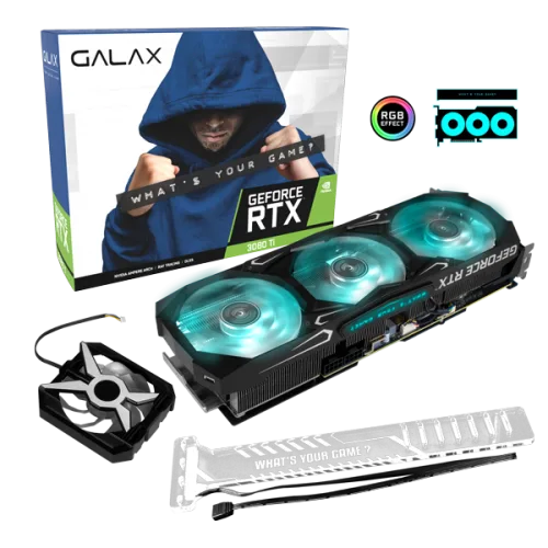 GALAX RTX 3080 Ti SG 1-Click OC 12GB GDDR6X Ampere Graphics Card Triple Fan DLSS 2 ARGB - 38IOM5MD99DD