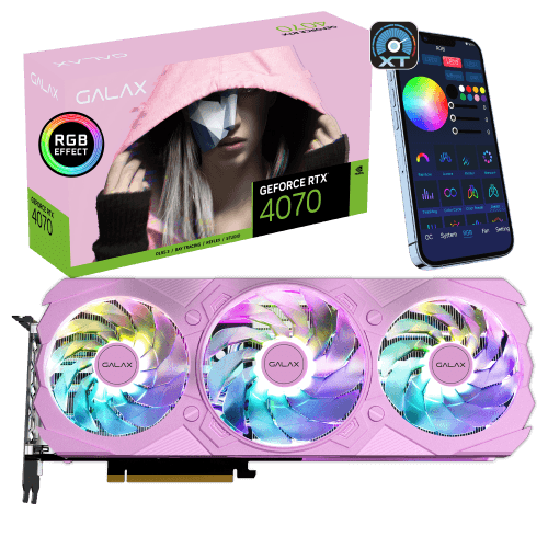 GALAX RTX 4070 EX Gamer Pink 12GB GDDR6X Ada Lovelace Graphics Card Triple Fan DLSS 3 ARGB - 47NOM7MD7LPK
