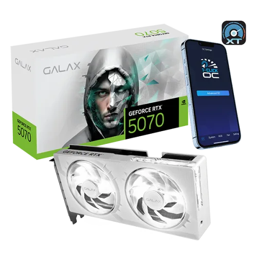 GALAX RTX 5070 1-Click OC White 12GB GDDR7 Blackwell Graphics Card Dual Fan DLSS 4 - 57NON7MDBSWH