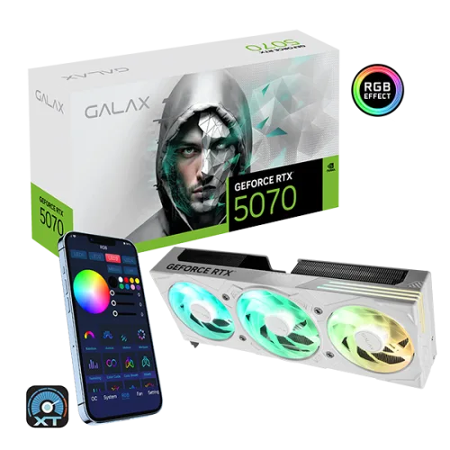 57NON7MDBVXW 2 GALAX RTX 5070 EX Gamer White 1-Click OC 12GB GDDR7 Blackwell Graphics Card Triple Fan DLSS 4 ARGB - 57NON7MDBVXW