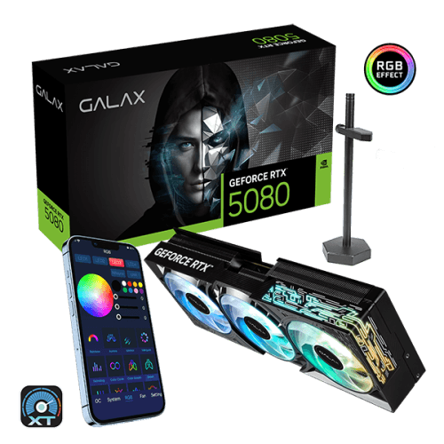 GALAX RTX 5080 1-Click OC 16GB GDDR7 Blackwell Graphics Card Triple Fan DLSS 4 ARGB - 58NZN6MDBBOC